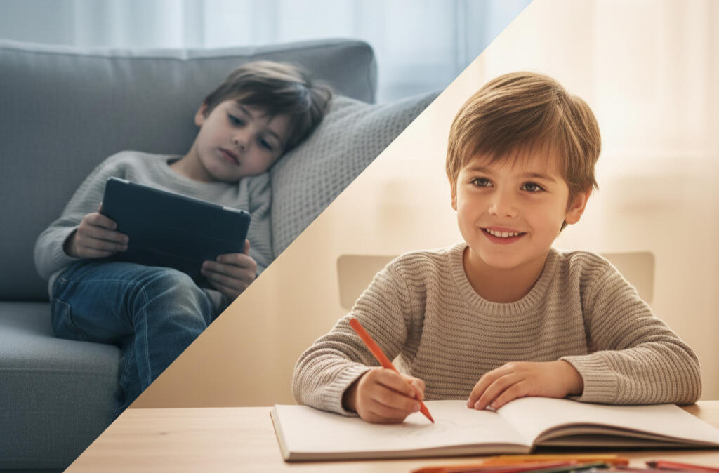 End Boredome with and Interactive Learning Experience A bored child finds fun with interactive reading.